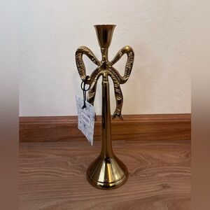 Gold Bow Tapered Candle Holders - Brand New